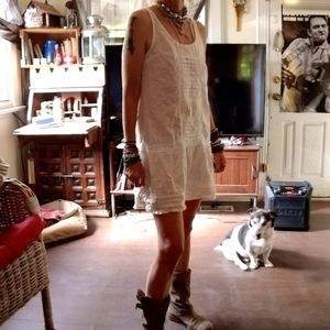Summer dress, short, thin cotton, lace, white
